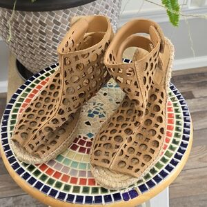 Bettye Muller Tan Cutout Espadrilles